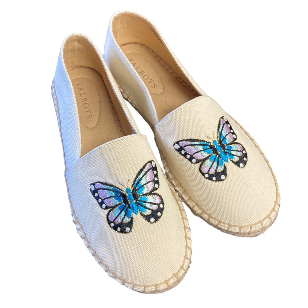 Talbots Canvas Embroidered Butterfly Flats - Picture 2 of 9